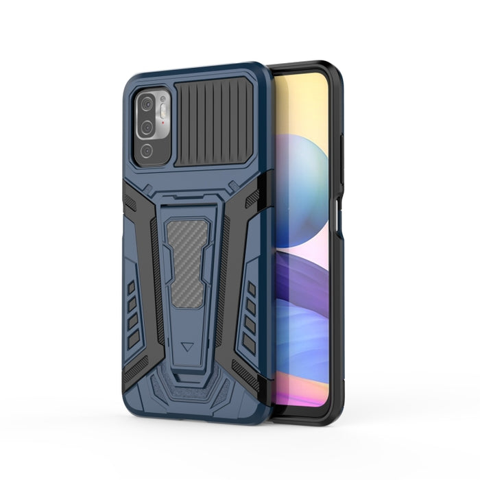 War Chariot Series Armor Todo incluido a prueba de golpes PC + TPU Funda protectora con soporte invisible, For Xiaomi Redmi Note 10 5G