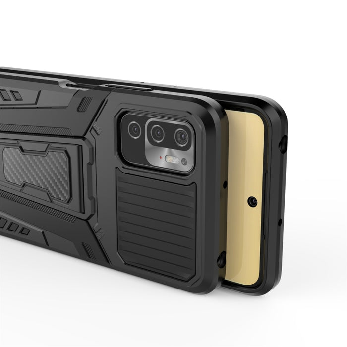 War Chariot Series Armor Todo incluido a prueba de golpes PC + TPU Funda protectora con soporte invisible, For Xiaomi Redmi Note 10 5G
