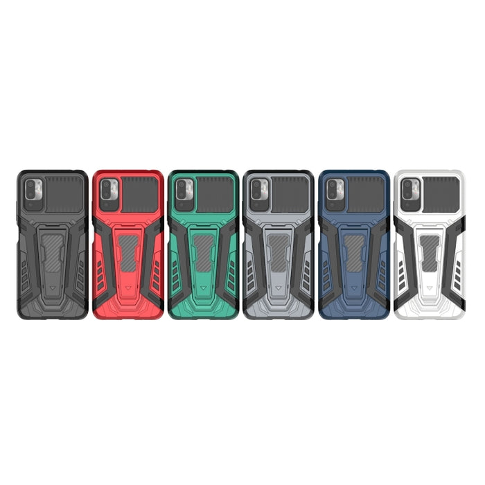 War Chariot Series Armor Todo incluido a prueba de golpes PC + TPU Funda protectora con soporte invisible, For Xiaomi Redmi Note 10 5G