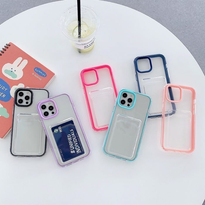 Cobertura completa 360 Clear PC + TPU Estuche protector a prueba de golpes con ranura para tarjeta