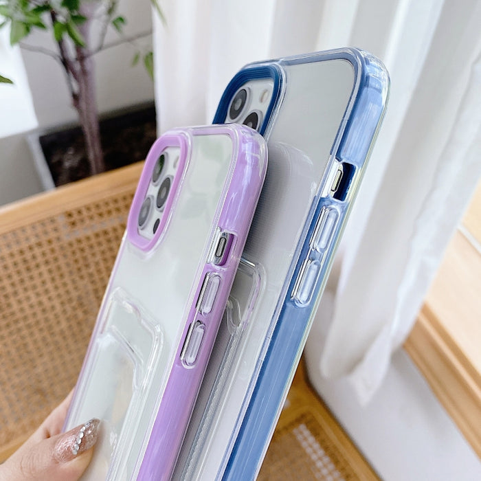 Cobertura completa 360 Clear PC + TPU Estuche protector a prueba de golpes con ranura para tarjeta