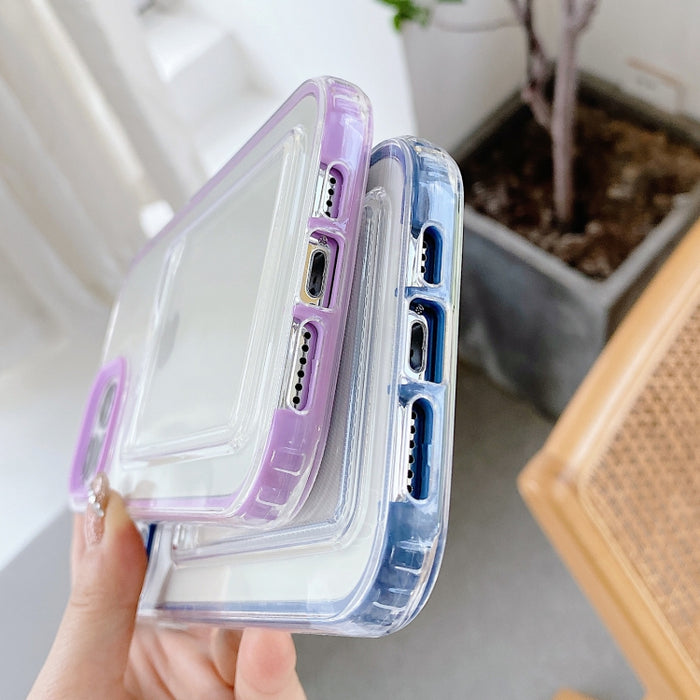Cobertura completa 360 Clear PC + TPU Estuche protector a prueba de golpes con ranura para tarjeta