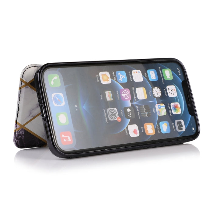 Estuche de cuero con tapa horizontal de PU + TPU chapado en bronce con soporte y ranura para tarjeta