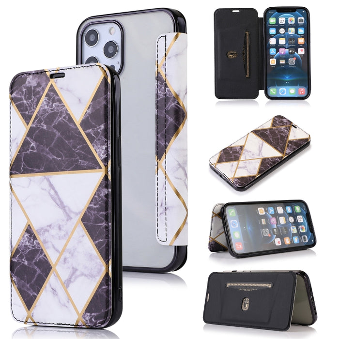 Estuche de cuero con tapa horizontal de PU + TPU chapado en bronce con soporte y ranura para tarjeta