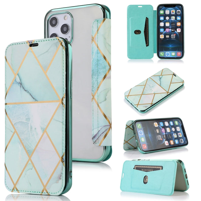 Estuche de cuero con tapa horizontal de PU + TPU chapado en bronce con soporte y ranura para tarjeta