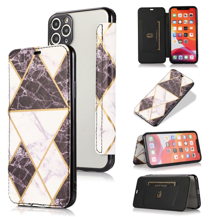 Estuche de cuero con tapa horizontal de PU + TPU chapado en bronce con soporte y ranura para tarjeta