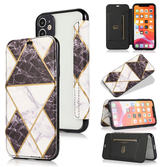 Estuche de cuero con tapa horizontal de PU + TPU chapado en bronce con soporte y ranura para tarjeta