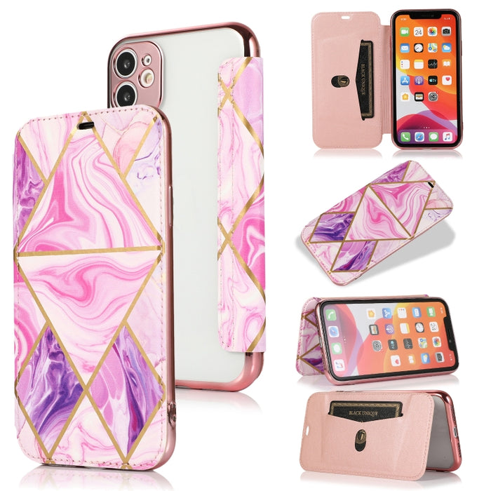 Estuche de cuero con tapa horizontal de PU + TPU chapado en bronce con soporte y ranura para tarjeta