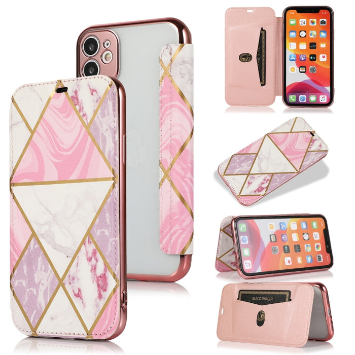 Estuche de cuero con tapa horizontal de PU + TPU chapado en bronce con soporte y ranura para tarjeta