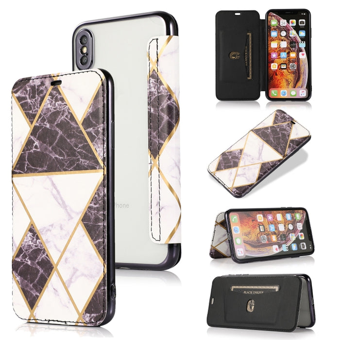 Estuche de cuero con tapa horizontal de PU + TPU chapado en bronce con soporte y ranura para tarjeta