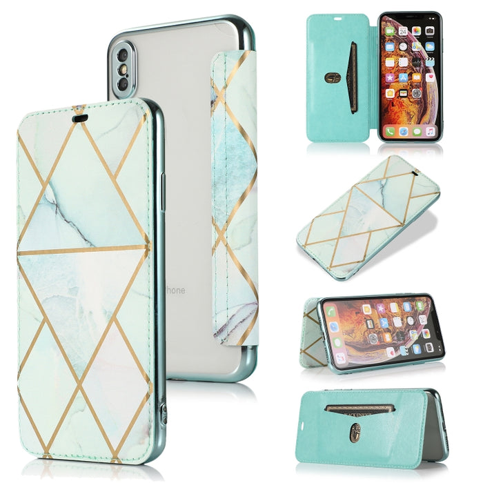 Estuche de cuero con tapa horizontal de PU + TPU chapado en bronce con soporte y ranura para tarjeta