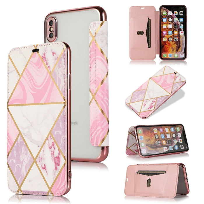 Estuche de cuero con tapa horizontal de PU + TPU chapado en bronce con soporte y ranura para tarjeta