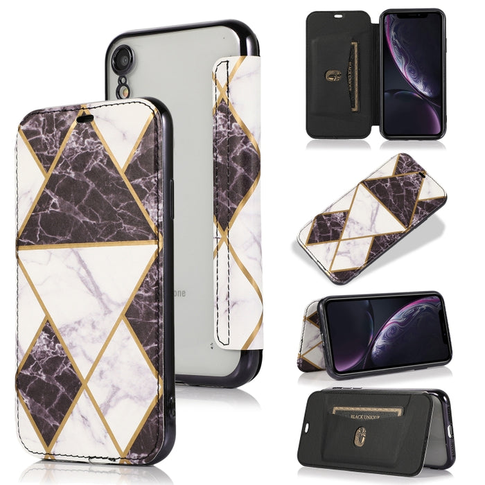 Estuche de cuero con tapa horizontal de PU + TPU chapado en bronce con soporte y ranura para tarjeta