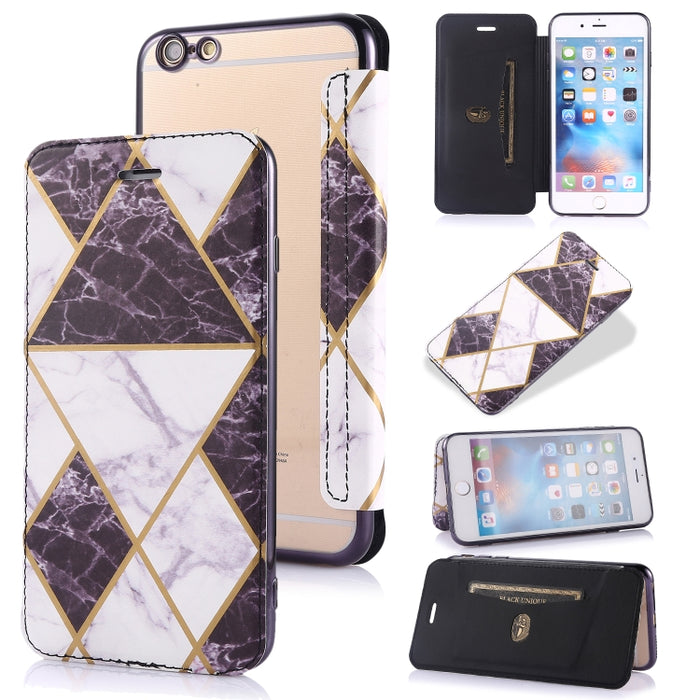 Estuche de cuero con tapa horizontal de PU + TPU chapado en bronce con soporte y ranura para tarjeta
