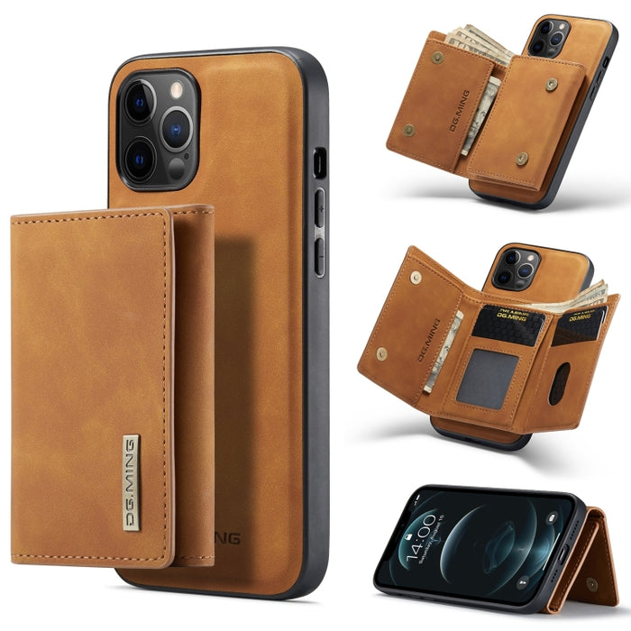 DG.MING Serie M1 Cartera para múltiples tarjetas de 3 pliegues + Funda trasera magnética Funda a prueba de golpes con función de soporte