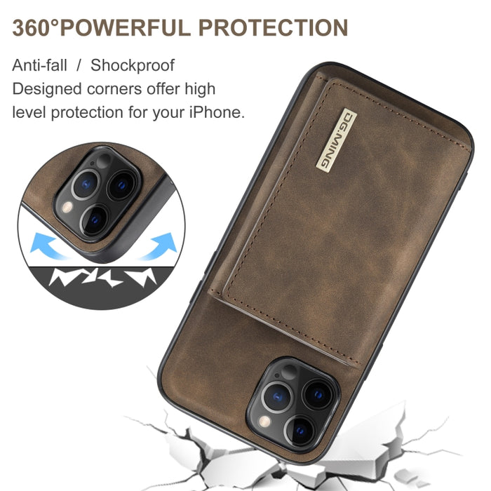 DG.MING Serie M1 Cartera para múltiples tarjetas de 3 pliegues + Funda trasera magnética Funda a prueba de golpes con función de soporte