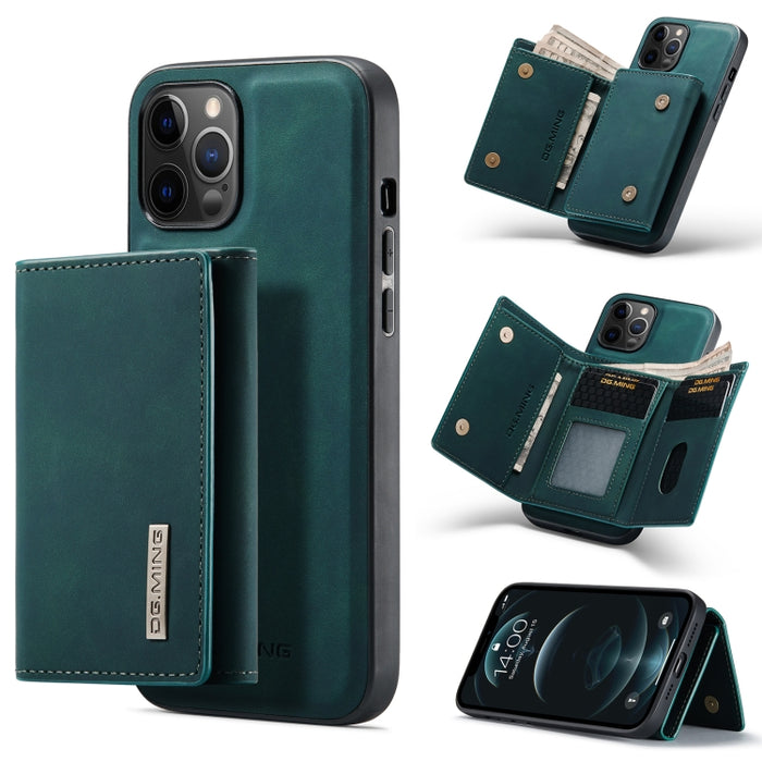 DG.MING Serie M1 Cartera para múltiples tarjetas de 3 pliegues + Funda trasera magnética Funda a prueba de golpes con función de soporte