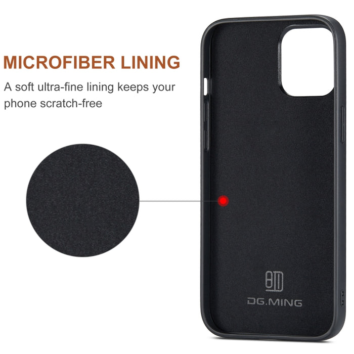 DG.MING Serie M1 Cartera para múltiples tarjetas de 3 pliegues + Funda trasera magnética Funda a prueba de golpes con función de soporte