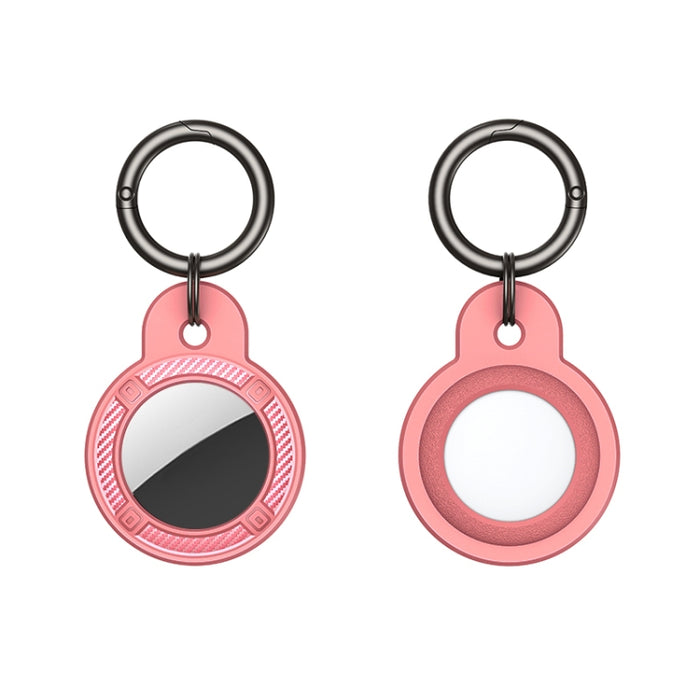 Estuche anticaída de fibra de carbono de forma redonda con anillo de llavero para AirTag
