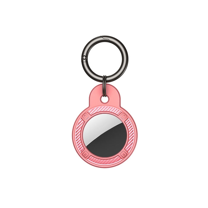 Estuche anticaída de fibra de carbono de forma redonda con anillo de llavero para AirTag