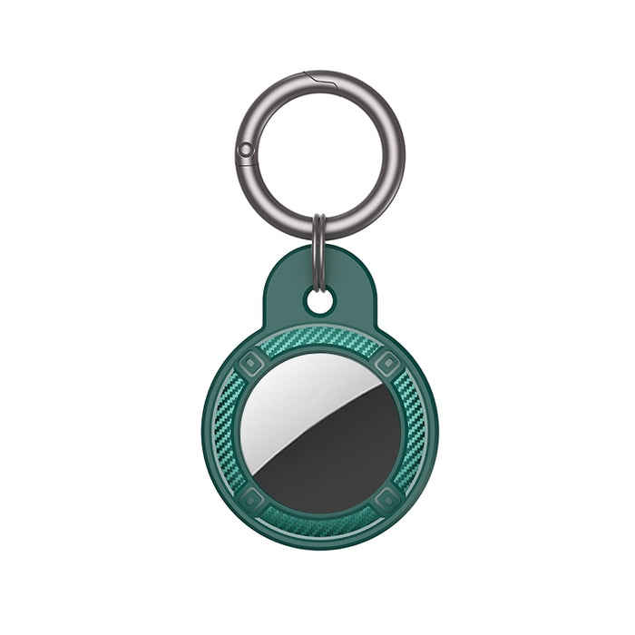 Estuche anticaída de fibra de carbono de forma redonda con anillo de llavero para AirTag