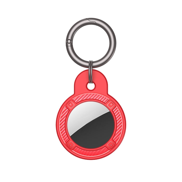 Estuche anticaída de fibra de carbono de forma redonda con anillo de llavero para AirTag