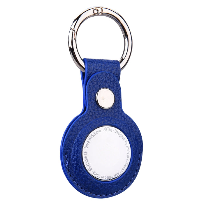 Estuche protector de cuero con textura Litchi con llavero para AirTag