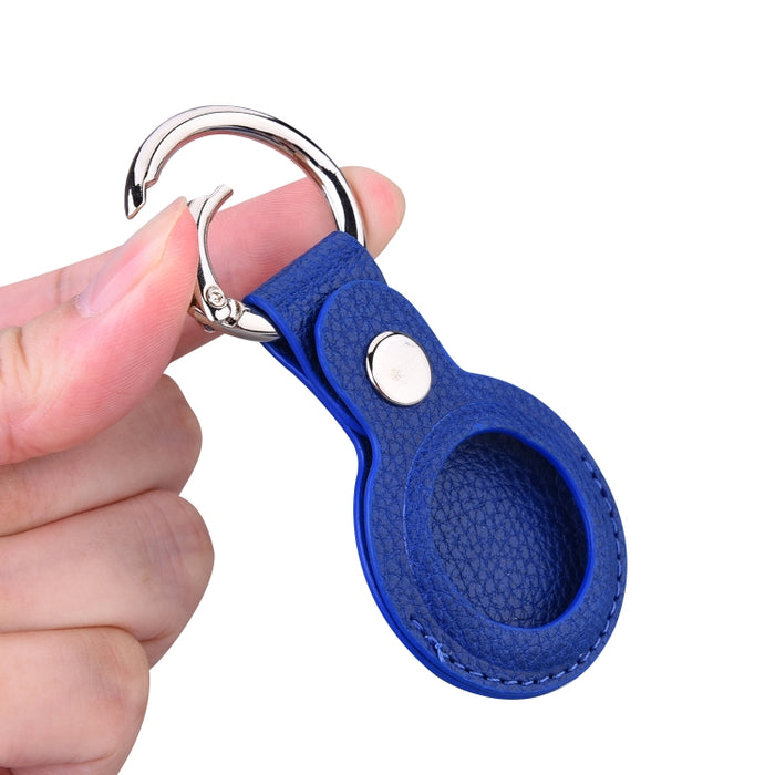 Estuche protector de cuero con textura Litchi con llavero para AirTag