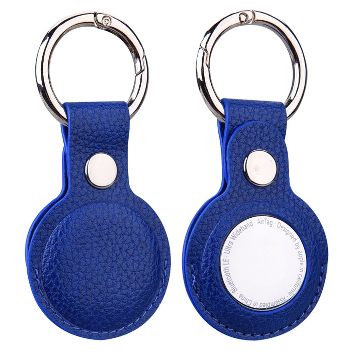 Estuche protector de cuero con textura Litchi con llavero para AirTag