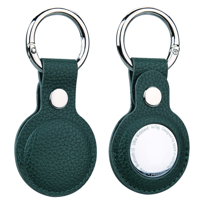 Estuche protector de cuero con textura Litchi con llavero para AirTag