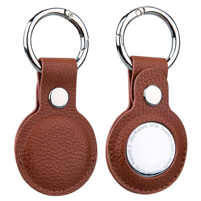 Estuche protector de cuero con textura Litchi con llavero para AirTag