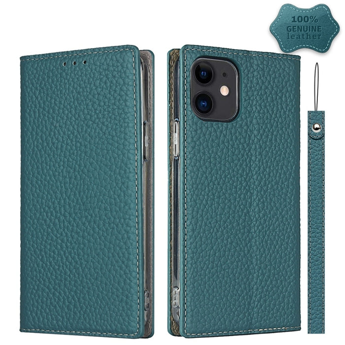 Litchi Texture Horizontal Flip Top Layer Funda de cuero de vaca con soporte y ranuras para tarjetas y billetera y correa y enrollador de alambre