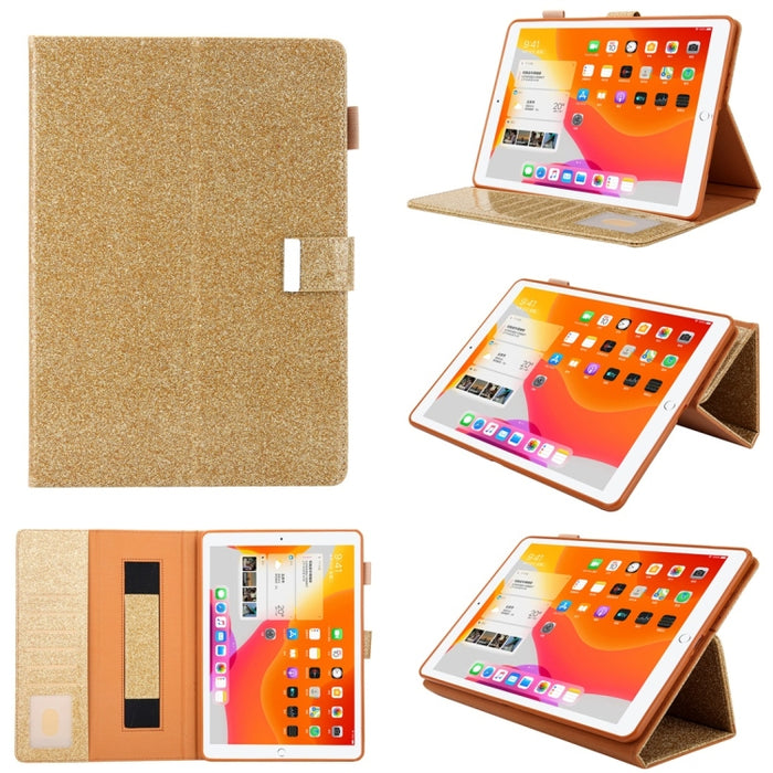 Estuche de cuero con tapa horizontal de estilo comercial con soporte y ranura para tarjeta y marco de fotos y billetera y correa de mano y función de reposo / activación