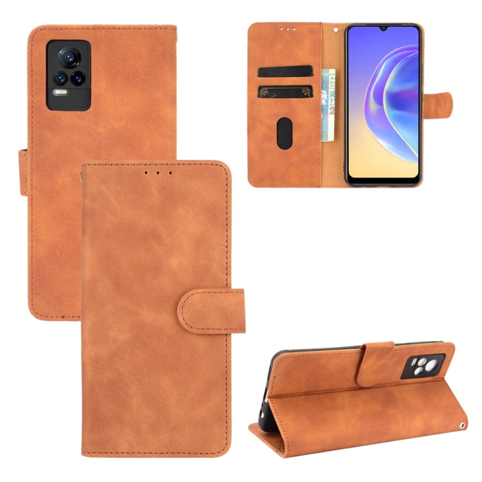 Funda de piel sintética con textura de piel de becerro con tapa horizontal y hebilla magnética con soporte, ranuras para tarjetas y cartera, For Vivo V21e 5G, For Xiaomi Mi 11 Lite