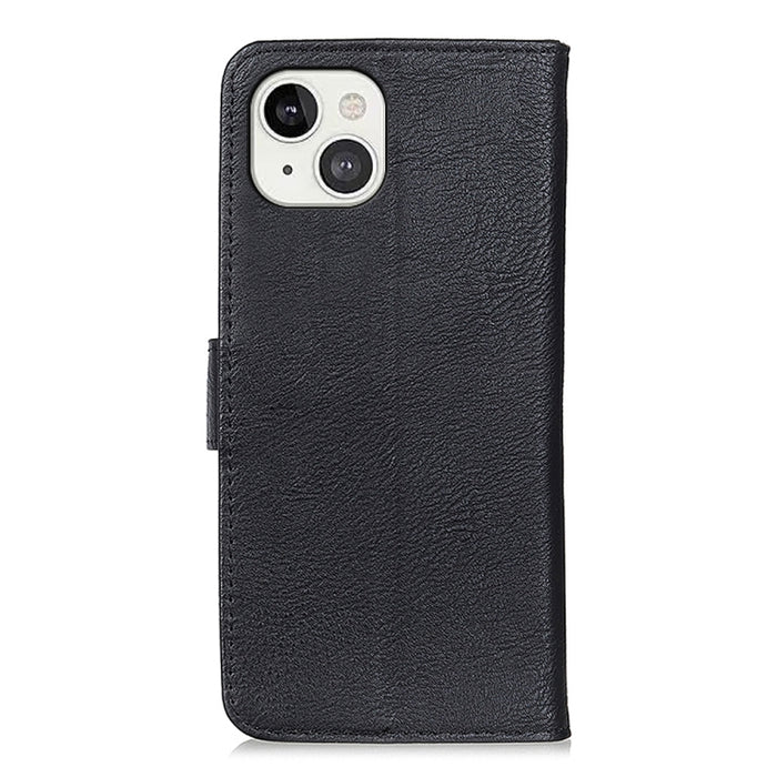 KHAZNEH Estuche de cuero con tapa horizontal con textura de cuero de vaca con soporte y ranuras para tarjetas y billetera