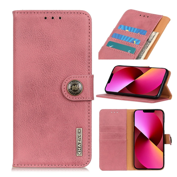KHAZNEH Estuche de cuero con tapa horizontal con textura de cuero de vaca con soporte y ranuras para tarjetas y billetera