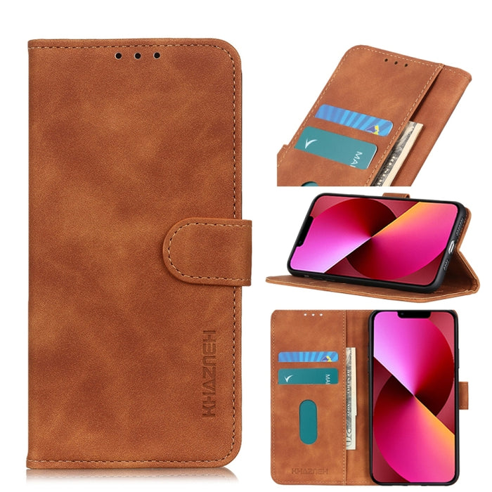 KHAZNEH Retro Texture PU + TPU Estuche de cuero con tapa horizontal con soporte y ranuras para tarjetas y billetera