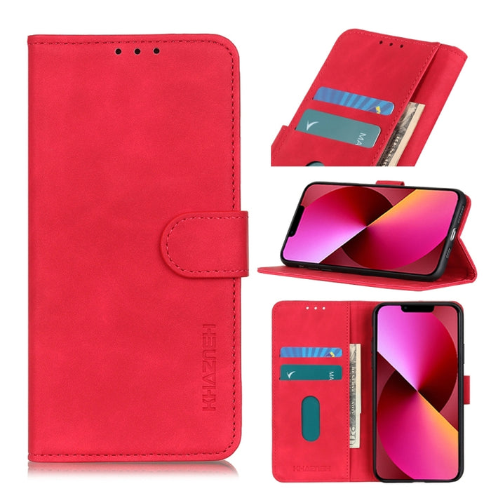 KHAZNEH Retro Texture PU + TPU Estuche de cuero con tapa horizontal con soporte y ranuras para tarjetas y billetera