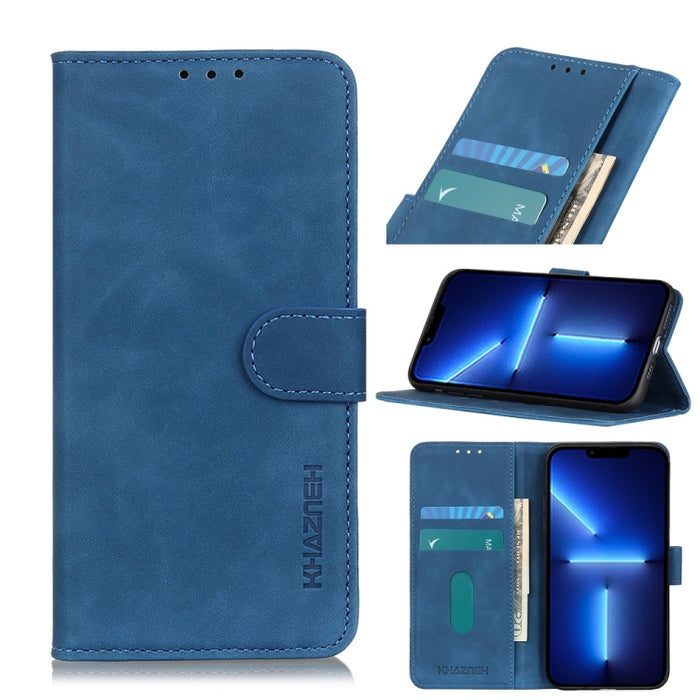 KHAZNEH Retro Texture PU + TPU Estuche de cuero con tapa horizontal con soporte y ranuras para tarjetas y billetera