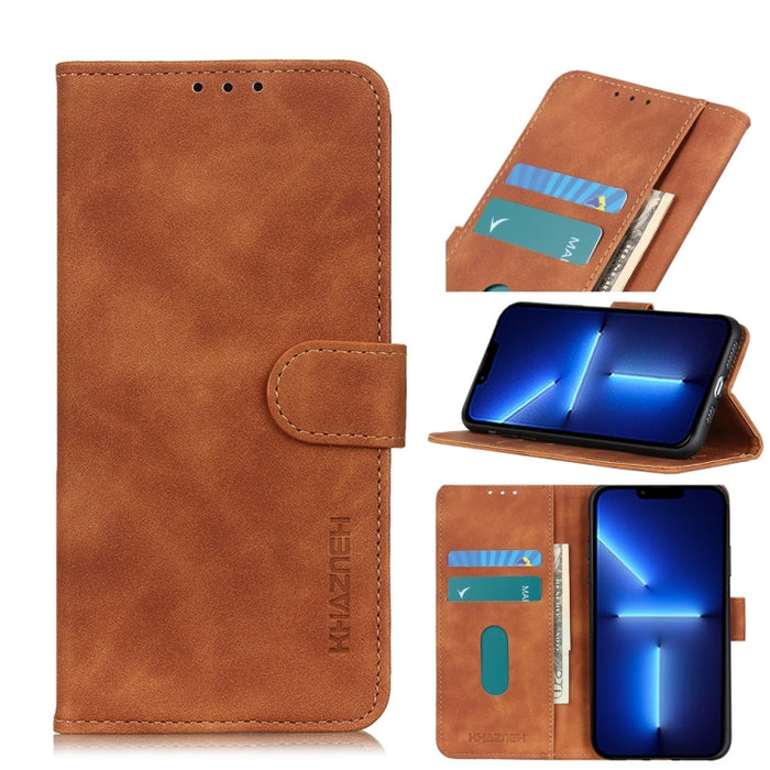 KHAZNEH Retro Texture PU + TPU Estuche de cuero con tapa horizontal con soporte y ranuras para tarjetas y billetera