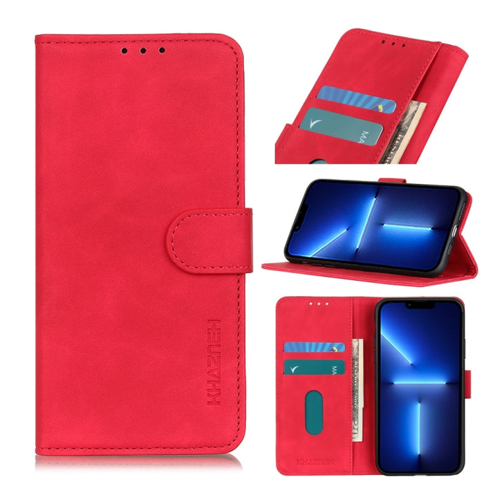 KHAZNEH Retro Texture PU + TPU Estuche de cuero con tapa horizontal con soporte y ranuras para tarjetas y billetera