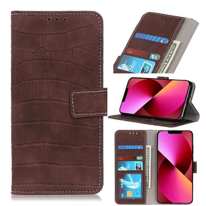 Estuche de cuero con tapa horizontal con textura de cocodrilo con soporte y ranuras para tarjetas y billetera