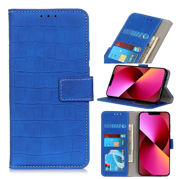 Estuche de cuero con tapa horizontal con textura de cocodrilo con soporte y ranuras para tarjetas y billetera
