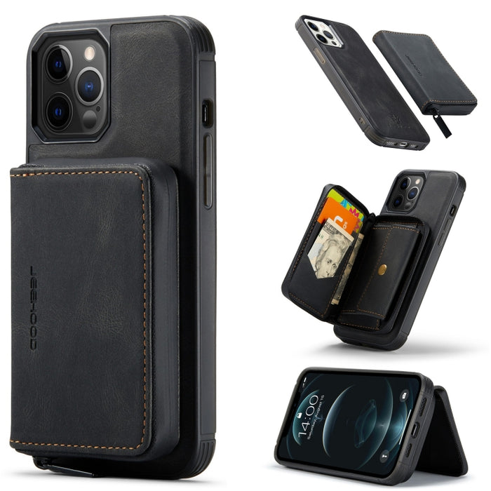 JEEHOOD Estuche de cuero con tapa horizontal con cremallera magnética con soporte y ranura para tarjeta y billetera, For iPhone 12 mini, For iPhone 12 / 12 Pro, For iPhone 12 Pro Max