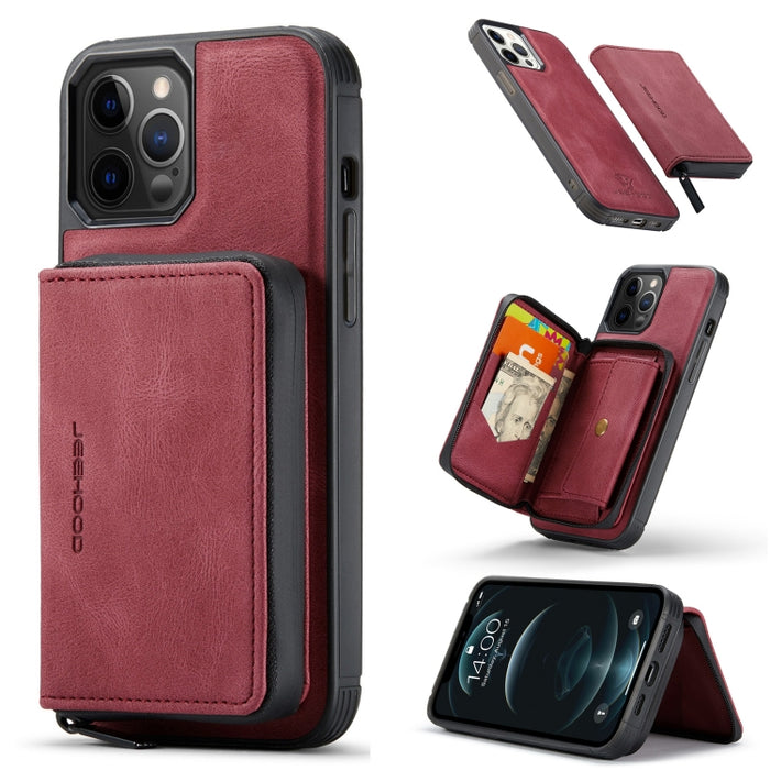 JEEHOOD Estuche de cuero con tapa horizontal con cremallera magnética con soporte y ranura para tarjeta y billetera, For iPhone 12 mini, For iPhone 12 / 12 Pro, For iPhone 12 Pro Max