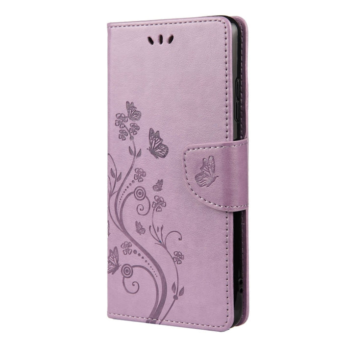 Estuche de cuero con tapa horizontal con patrón de flores de mariposa con soporte y ranuras para tarjetas y billetera, For Samsung Galaxy A22 5G, For Sony Xperia 10 III, For Xiaomi Mi 11