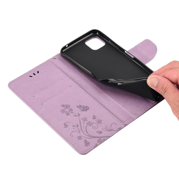 Estuche de cuero con tapa horizontal con patrón de flores de mariposa con soporte y ranuras para tarjetas y billetera, For Samsung Galaxy A22 5G, For Sony Xperia 10 III, For Xiaomi Mi 11