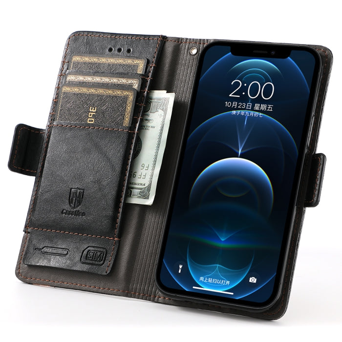 CaseNeo Business Splicing Dual Magnetic Buckle Funda de cuero de PU con tapa horizontal con soporte y ranuras para tarjetas y billetera, For iPhone 12 / 12 Pro, For iPhone 12 Pro Max, For iPhone 11 Pro, For iPhone 11, For iPhone 11 Pro Max