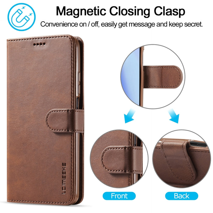 LC.IMEEKE Estuche de cuero con tapa horizontal con textura de becerro con soporte y ranuras para tarjetas y billetera, For Xiaomi Redmi Note 10 5G / Poco M3 Pro, For Samsung Galaxy A03s 164mm, For Samsung Galaxy A22 4G