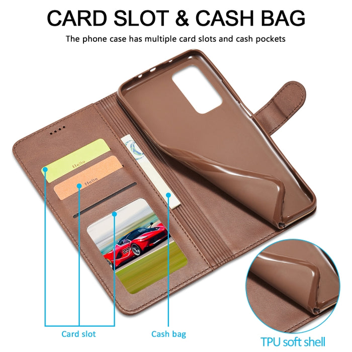LC.IMEEKE Estuche de cuero con tapa horizontal con textura de becerro con soporte y ranuras para tarjetas y billetera, For Xiaomi Redmi Note 10 5G / Poco M3 Pro, For Samsung Galaxy A03s 164mm, For Samsung Galaxy A22 4G